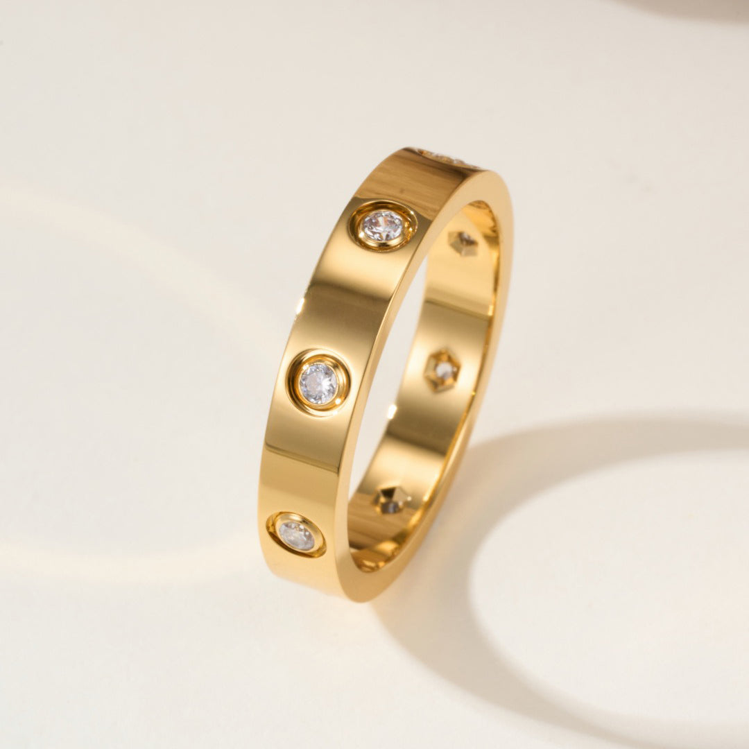 [Blue Tears Jewelry]LOVE 4MM 8 DIAMOND RING