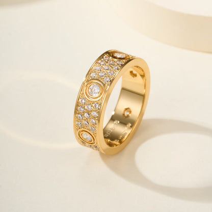 [Blue Tears Jewelry]LOVE 5.5MM FULL-PAVE 6-DIAMOND RING