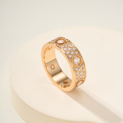 [Blue Tears Jewelry]LOVE 5.5MM FULL-PAVE 6-DIAMOND RING
