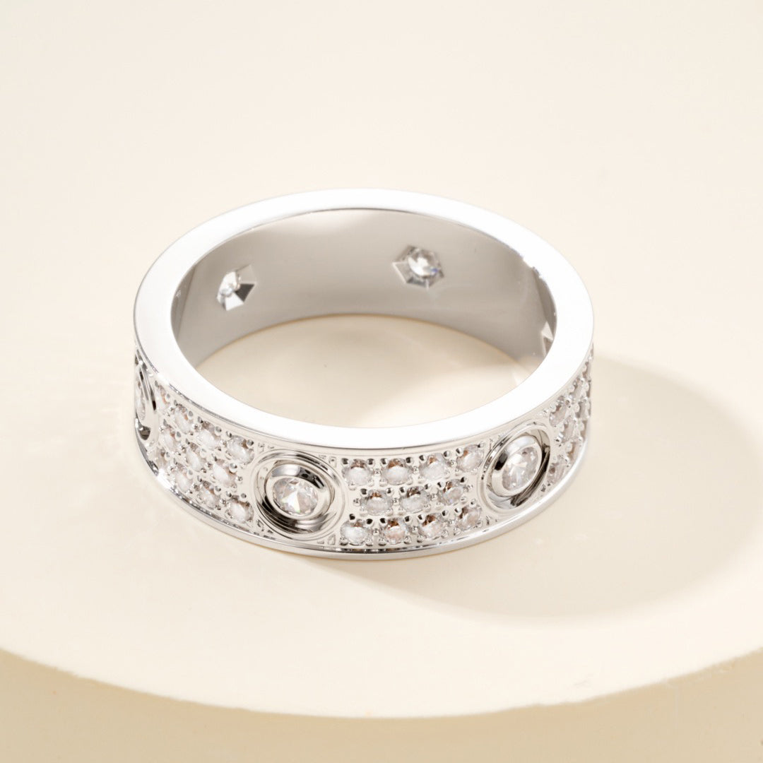 [Blue Tears Jewelry]LOVE 5.5MM FULL-PAVE 6-DIAMOND RING