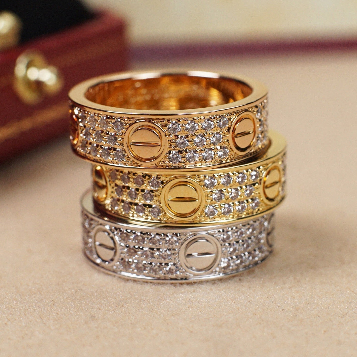 [Blue Tears Jewelry]LOVE RING 5.5MM DIAMONDS PAVED