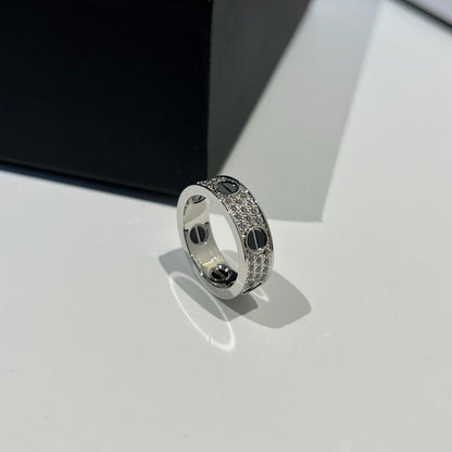 [Blue Tears Jewelry]LOVE RING 5.5MM DIAMONDS PAVED CERAMIC