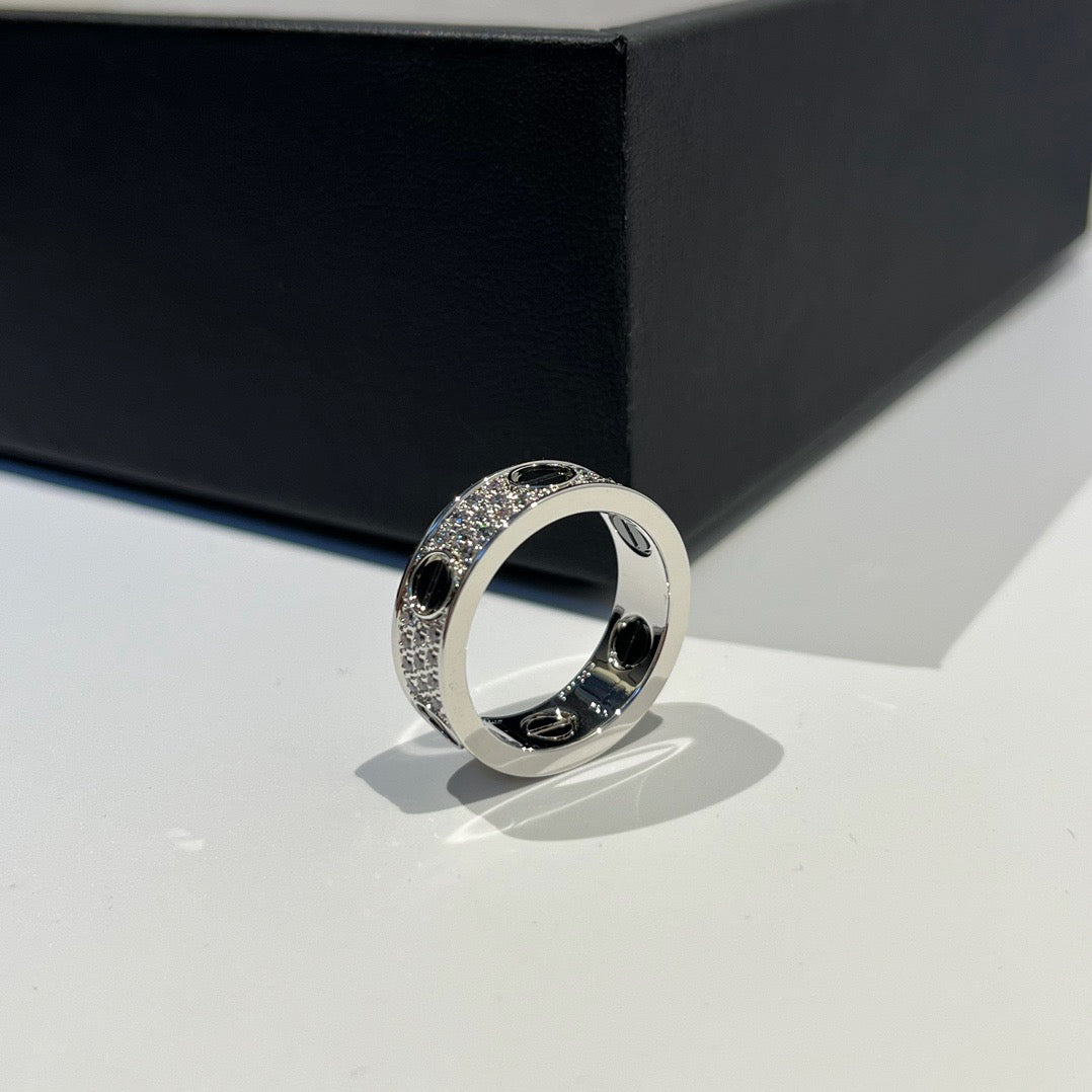 [Blue Tears Jewelry]LOVE RING 5.5MM DIAMONDS PAVED CERAMIC