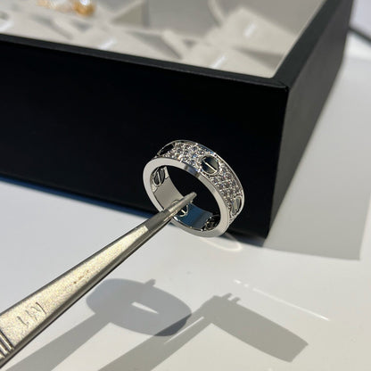 [Blue Tears Jewelry]LOVE RING 5.5MM DIAMONDS PAVED CERAMIC