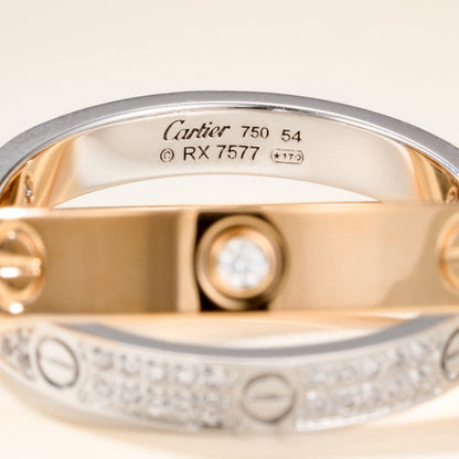 [Blue Tears Jewelry]LOVE PINK GOLD SILVER DIAMOND DOUBLE RING