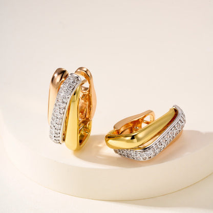 [Blue Tears Jewelry]TRINITY HALF DIAMOND  CUSHION EARRINGS
