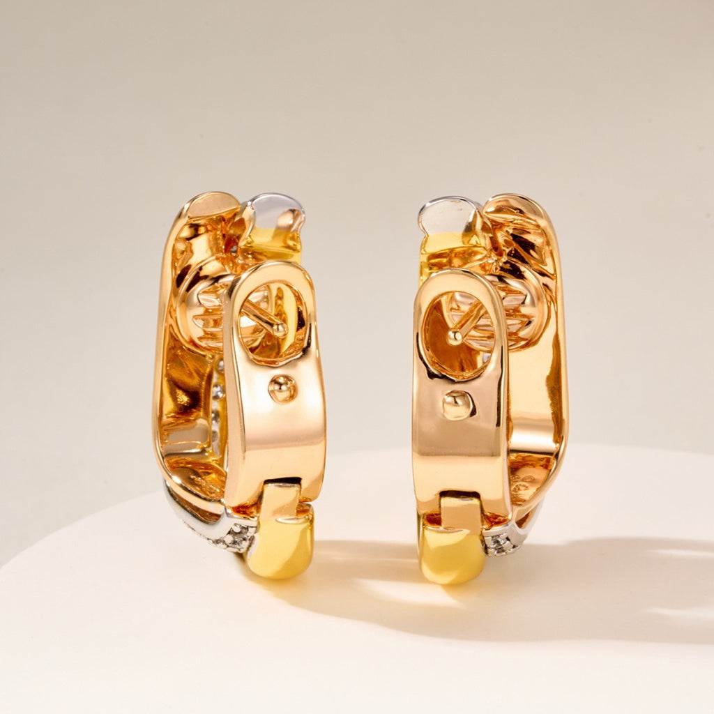 [Blue Tears Jewelry]TRINITY HALF DIAMOND  CUSHION EARRINGS