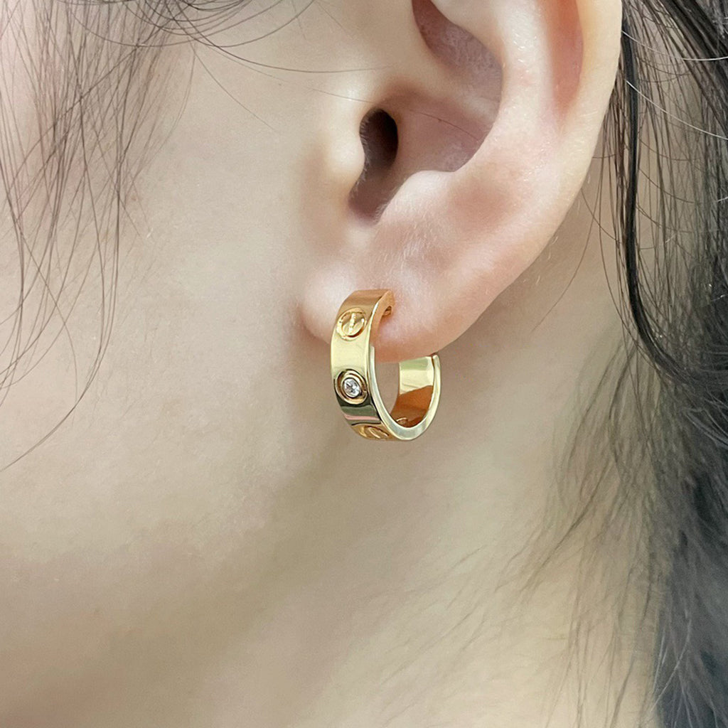 [Blue Tears Jewelry]LOVE EARRINGS 5.7MM 2 DIAMONDS