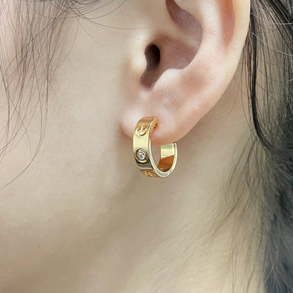 [Blue Tears Jewelry]LOVE EARRINGS 5.7MM 2 DIAMONDS