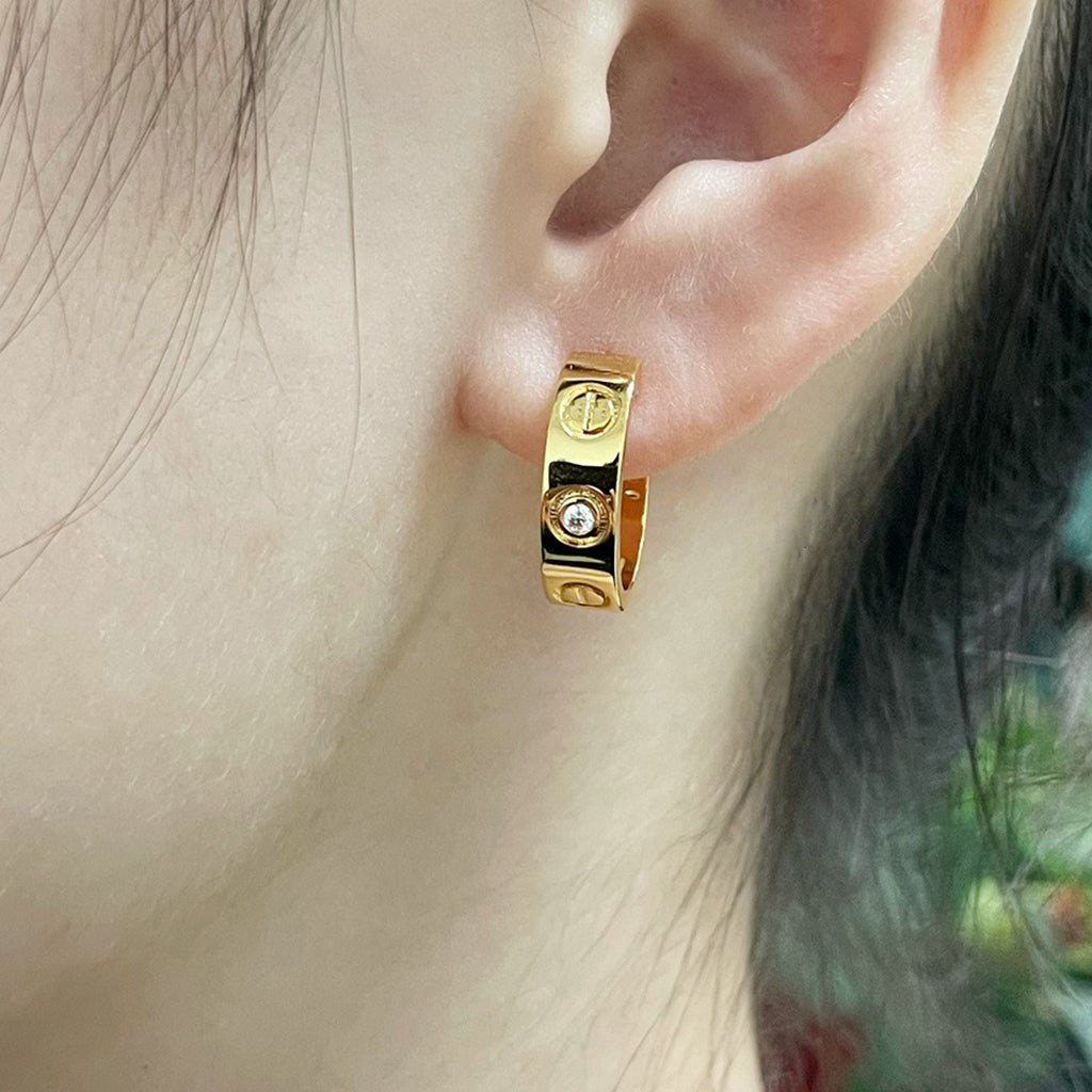 [Blue Tears Jewelry]LOVE EARRINGS 5.7MM 2 DIAMONDS