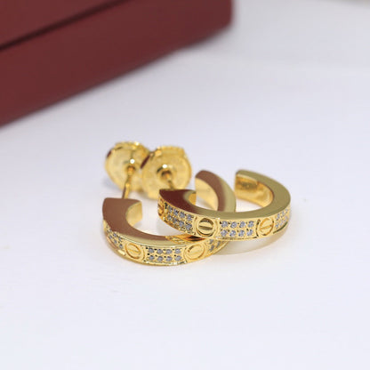 [Blue Tears Jewelry]LOVE 5.5MM DIAMOND PAVED EARRINGS
