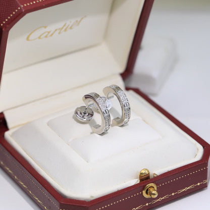 [Blue Tears Jewelry]LOVE 5.5MM DIAMOND PAVED EARRINGS
