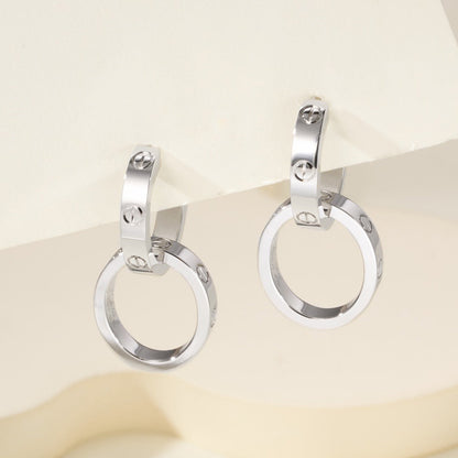 [Blue Tears Jewelry]LOVE 3.3MM DANGLE EARRINGS