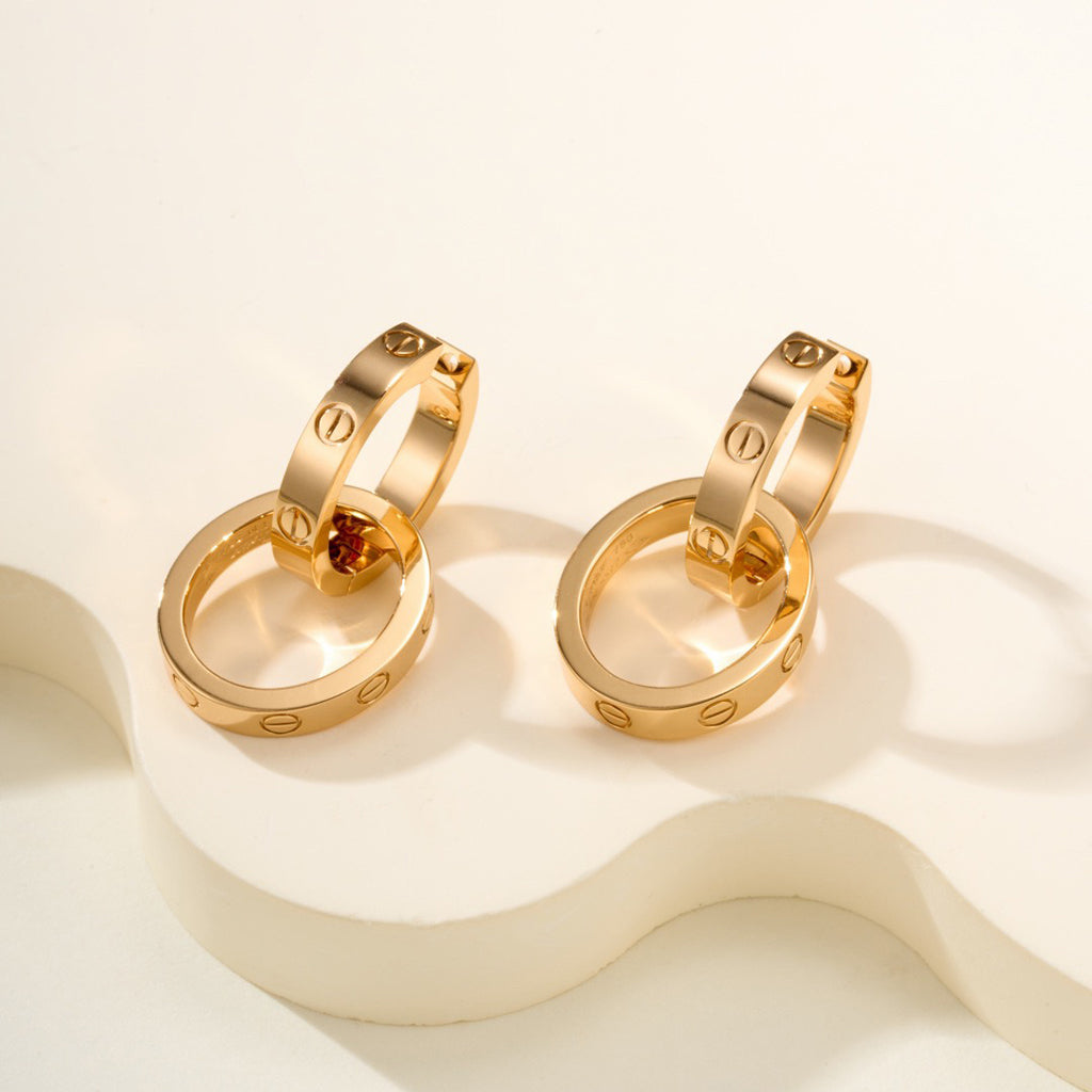 [Blue Tears Jewelry]LOVE 3.3MM DANGLE EARRINGS
