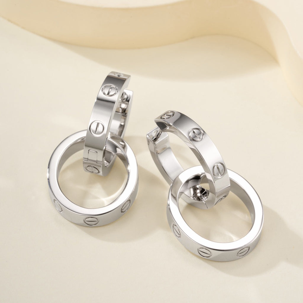 [Blue Tears Jewelry]LOVE 3.3MM DANGLE EARRINGS