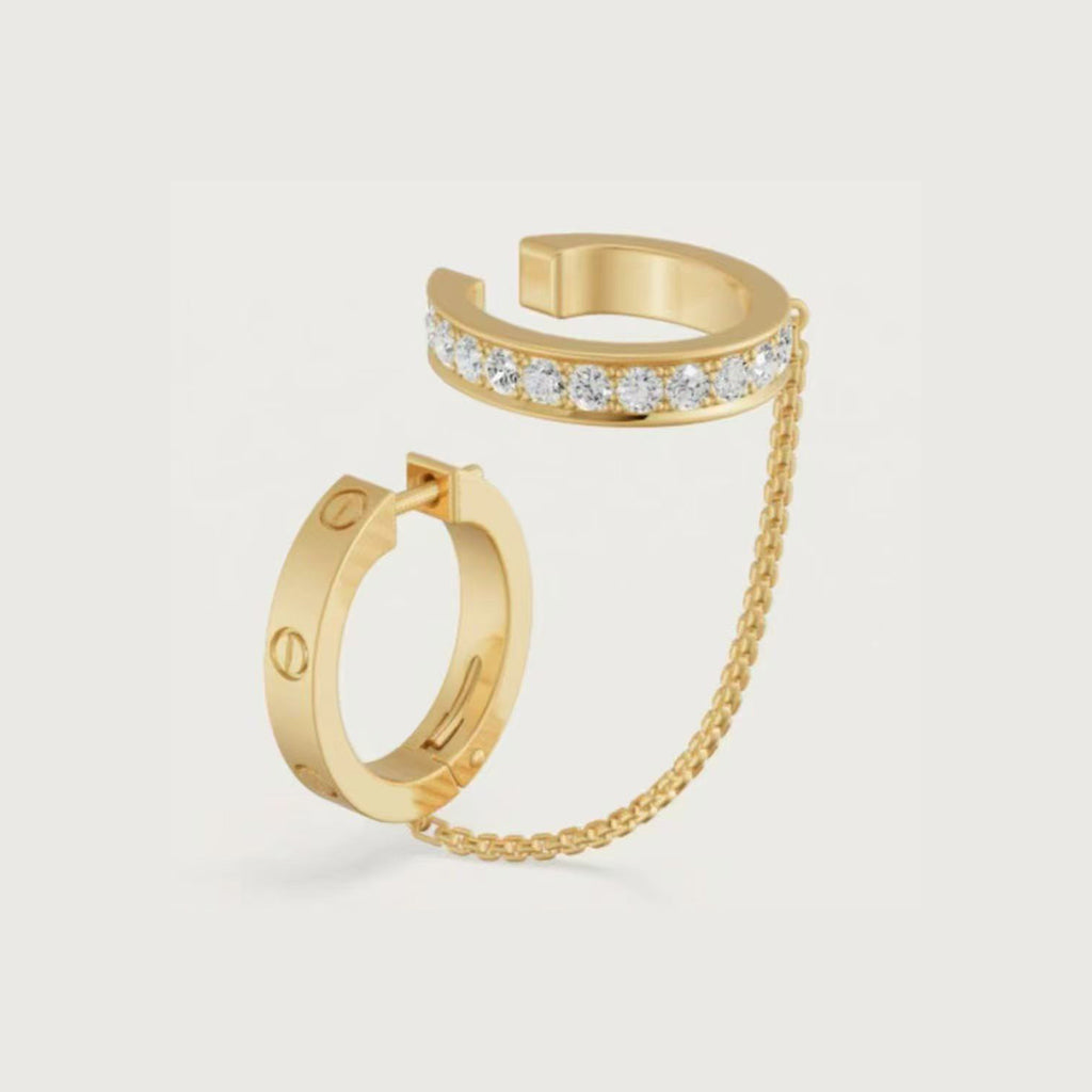 [Blue Tears Jewelry]LOVE 3.0MM HALF DIAMOND EARRINGS