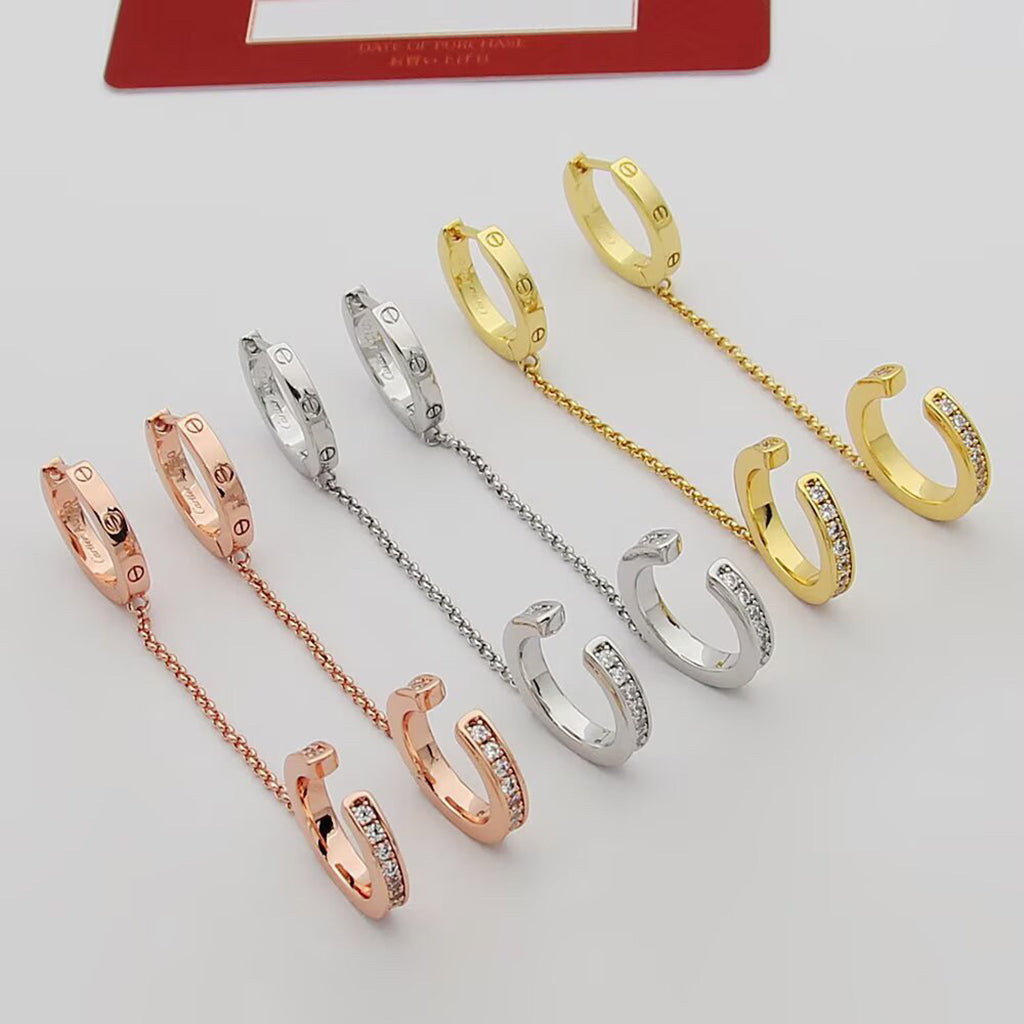 [Blue Tears Jewelry]LOVE 3.0MM HALF DIAMOND EARRINGS