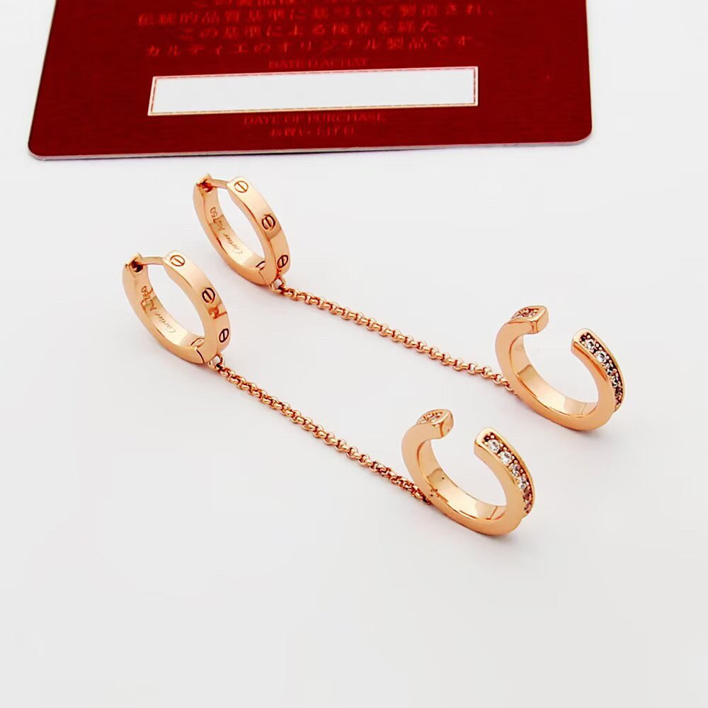 [Blue Tears Jewelry]LOVE 3.0MM HALF DIAMOND EARRINGS