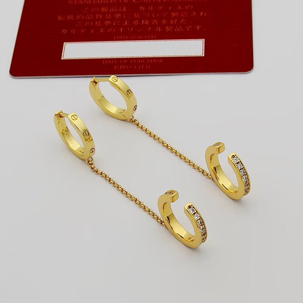 [Blue Tears Jewelry]LOVE 3.0MM HALF DIAMOND EARRINGS