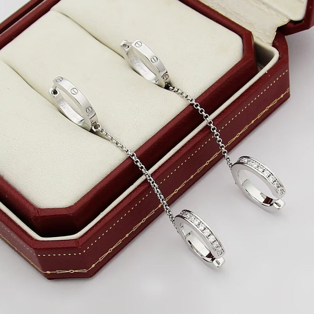 [Blue Tears Jewelry]LOVE 3.0MM HALF DIAMOND EARRINGS