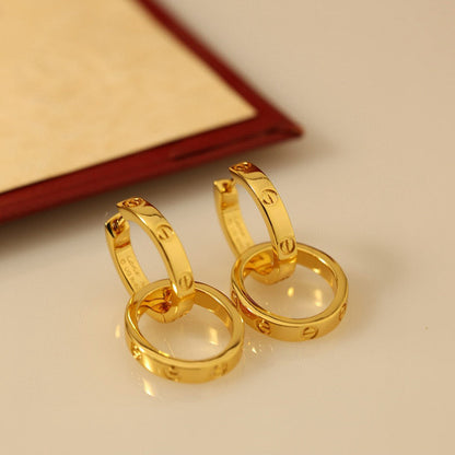 [Blue Tears Jewelry]LOVE 3.3MM DANGLE EARRINGS
