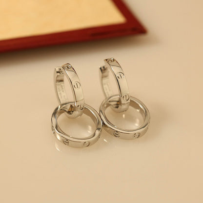 [Blue Tears Jewelry]LOVE 3.3MM DANGLE EARRINGS
