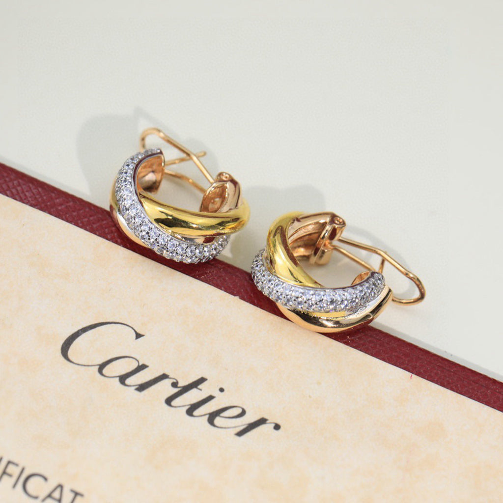 [Blue Tears Jewelry]TRINITY HALF DIAMOND  CLASSIC EARRINGS