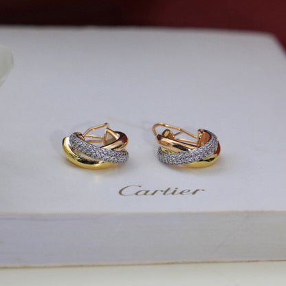 [Blue Tears Jewelry]TRINITY HALF DIAMOND  CLASSIC EARRINGS