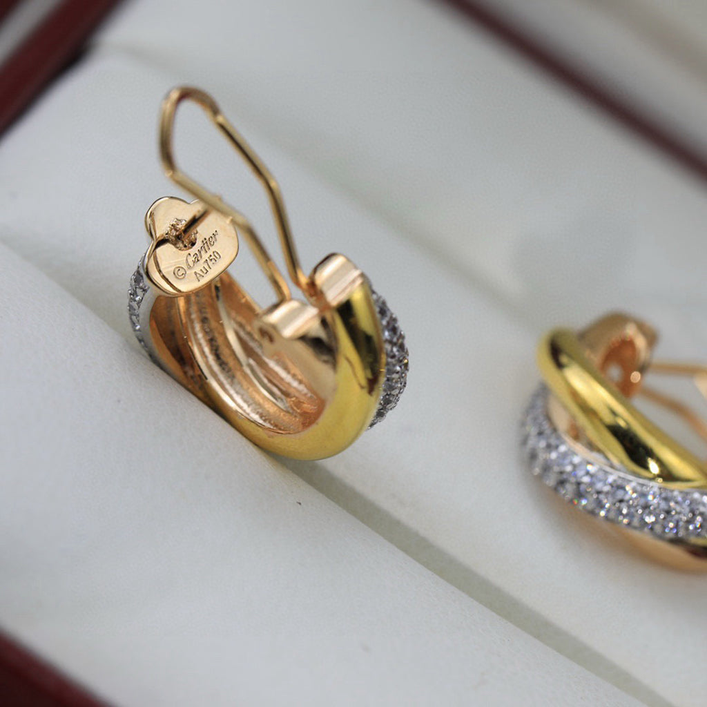 [Blue Tears Jewelry]TRINITY HALF DIAMOND  CLASSIC EARRINGS