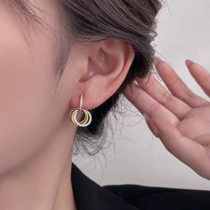 [Blue Tears Jewelry]TRINITY HALF DIAMOND  EARRINGS