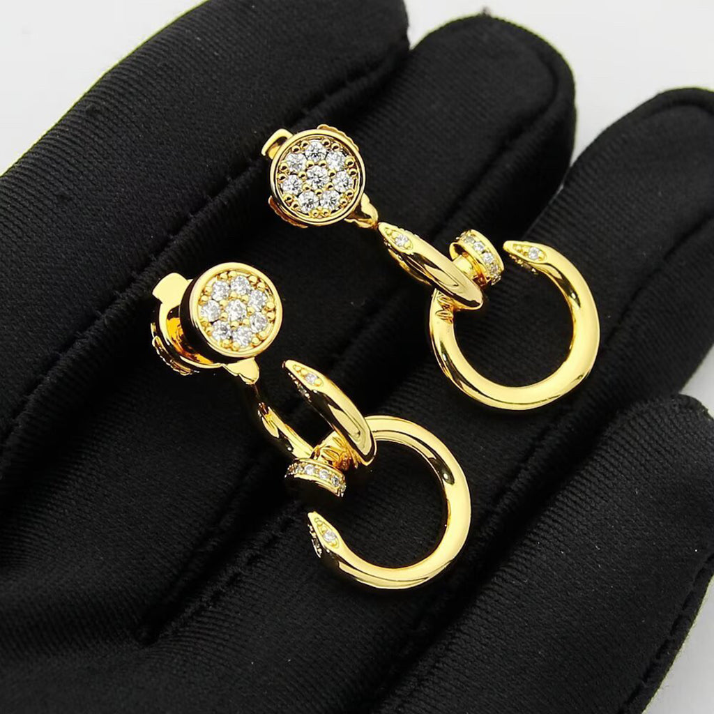 [Blue Tears Jewelry]JUSTE HALF DIAMOND DOUBLE EARRINGS