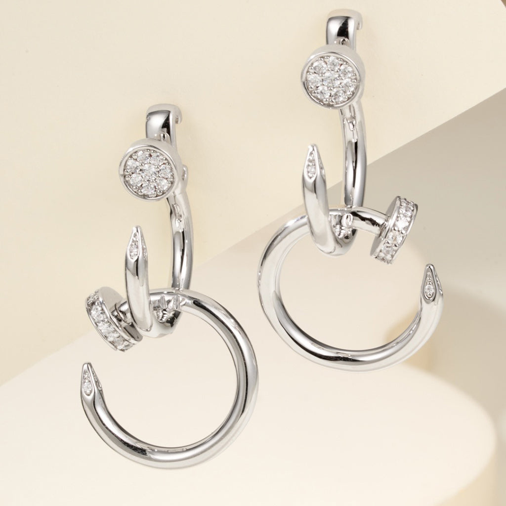 [Blue Tears Jewelry]JUSTE HALF DIAMOND DOUBLE EARRINGS