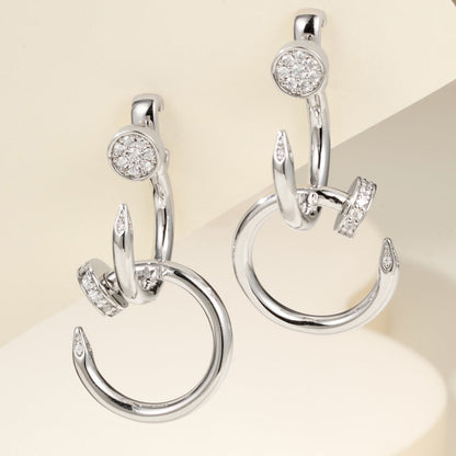 [Blue Tears Jewelry]JUSTE HALF DIAMOND DOUBLE EARRINGS