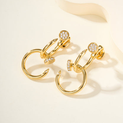 [Blue Tears Jewelry]JUSTE HALF DIAMOND DOUBLE EARRINGS