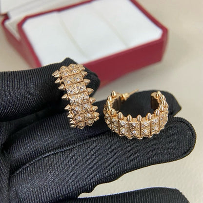 [Blue Tears Jewelry]CLASH 9.2MM FULL DIAMOND DOUBLE ROW EARRINGS