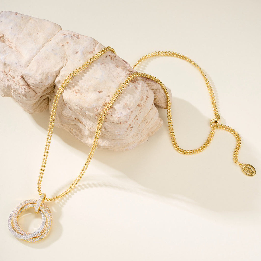 [Blue Tears Jewelry]TRINITY LARGE FULL DIAMOND  NECKLACE