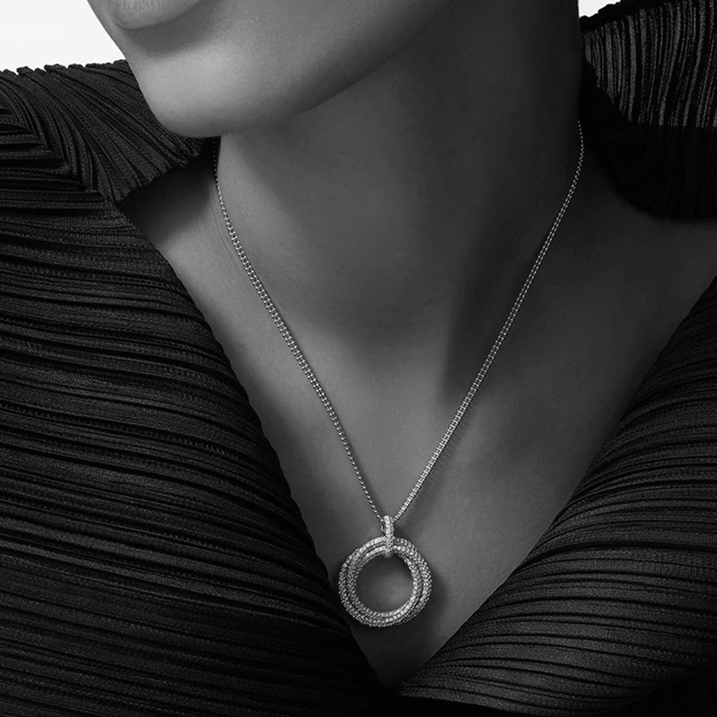 [Blue Tears Jewelry]TRINITY LARGE FULL DIAMOND  NECKLACE