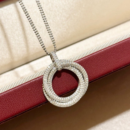 [Blue Tears Jewelry]TRINITY LARGE FULL DIAMOND  NECKLACE