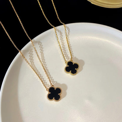 [BLAUE TRÄNEN]CLOVER 15MM SCHWARZER ONYX EINZELNE BLUMENKETTE