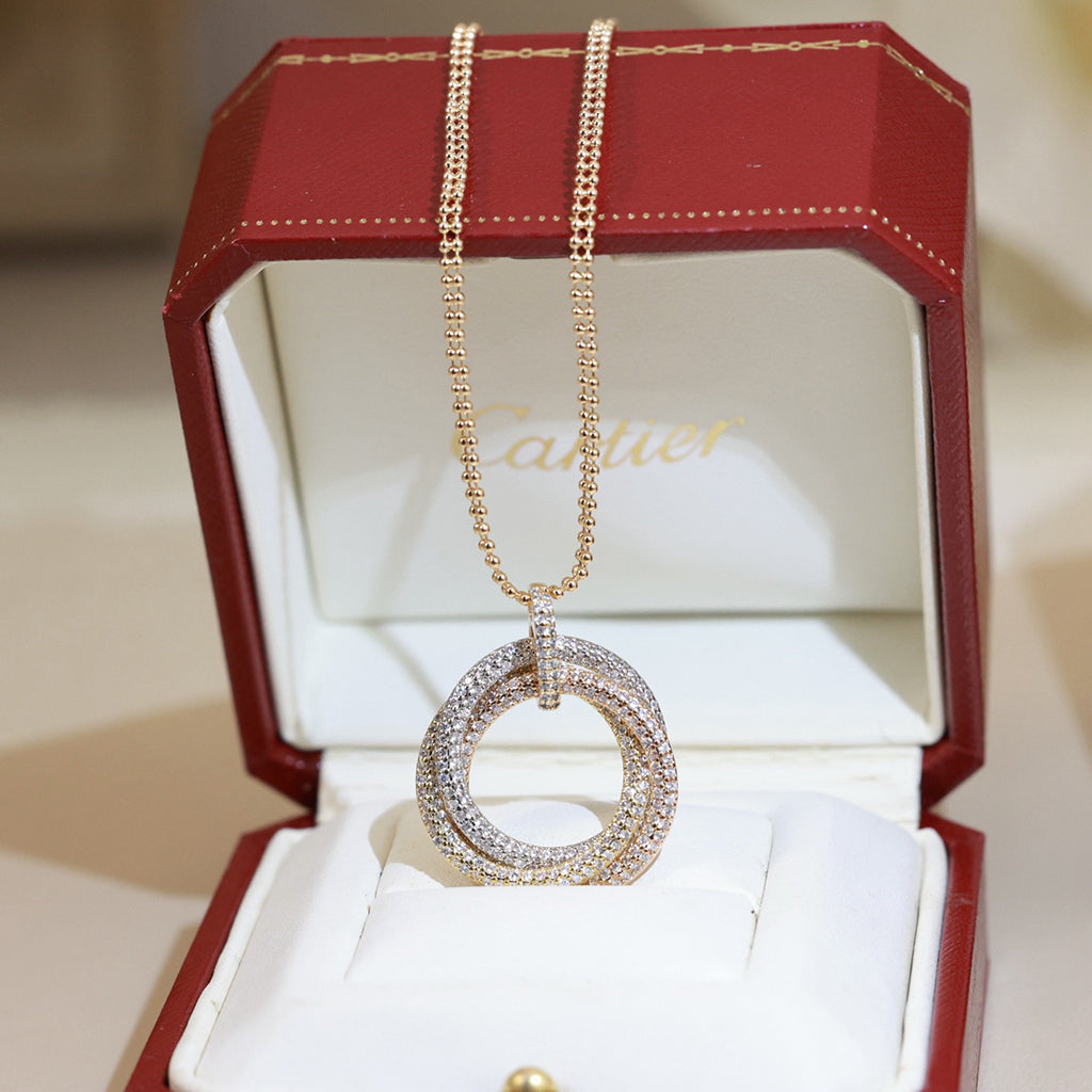 [Blue Tears Jewelry]TRINITY LARGE FULL DIAMOND  NECKLACE