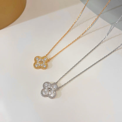 [BLAUE TRÄNEN]CLOVER 15MM DIAMANT-EINZELBLUMEN-HALSKETTE