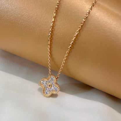 [BLAUE TRÄNEN]CLOVER 15MM DIAMANT-EINZELBLUMEN-HALSKETTE