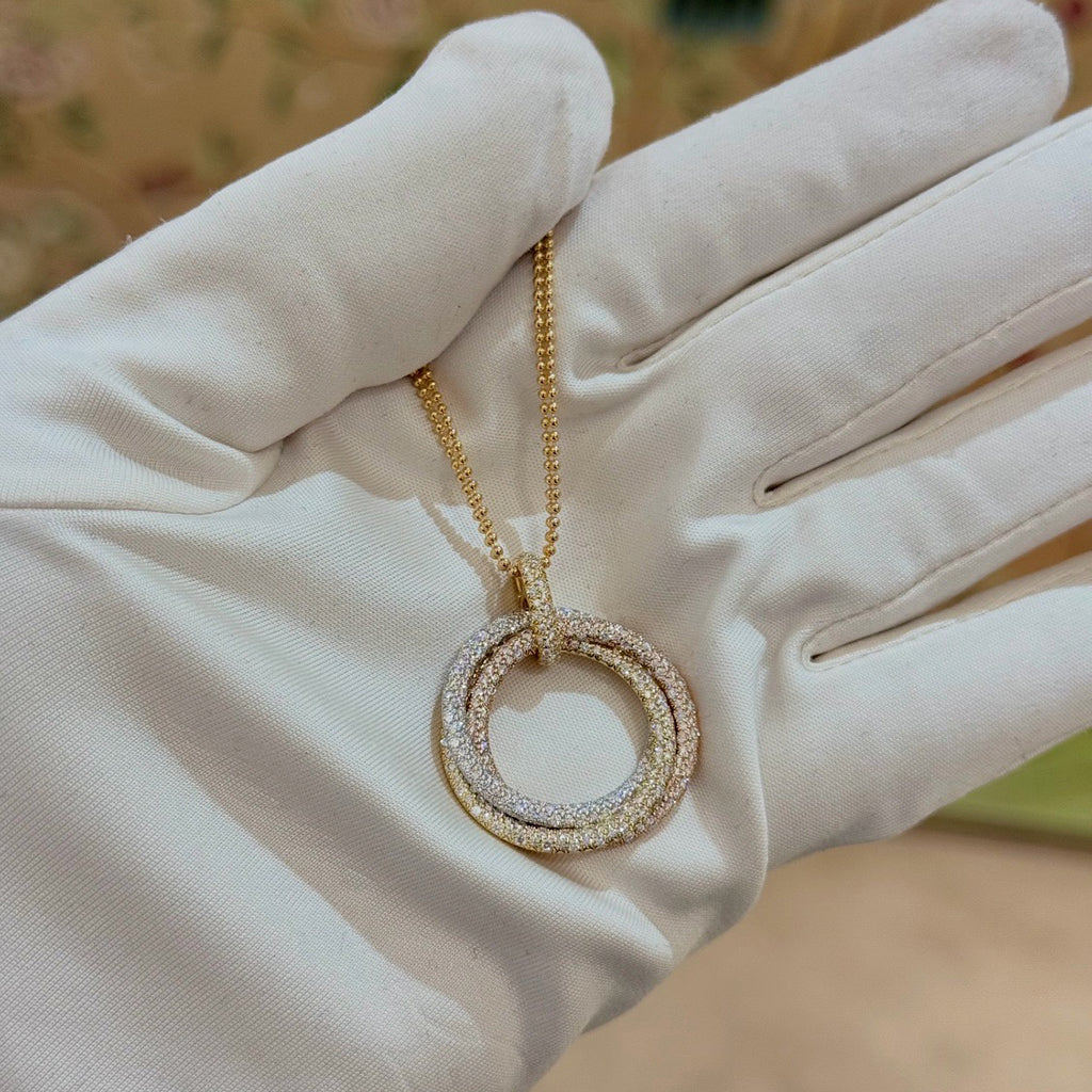 [Blue Tears Jewelry]TRINITY LARGE FULL DIAMOND  NECKLACE