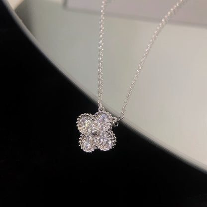 [BLAUE TRÄNEN]CLOVER 15MM DIAMANT-EINZELBLUMEN-HALSKETTE