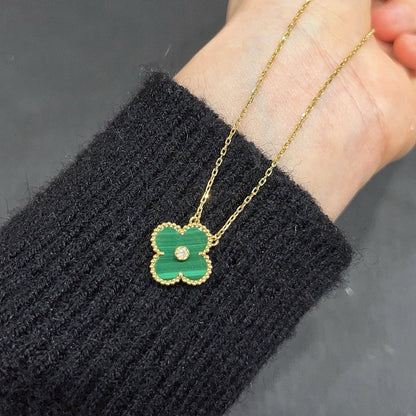 [BLAUE TRÄNEN]CLOVER 15MM DIAMANT-TÜRKIS-HALSKETTE