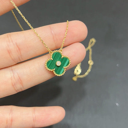 [BLAUE TRÄNEN]CLOVER 15MM DIAMANT-TÜRKIS-HALSKETTE
