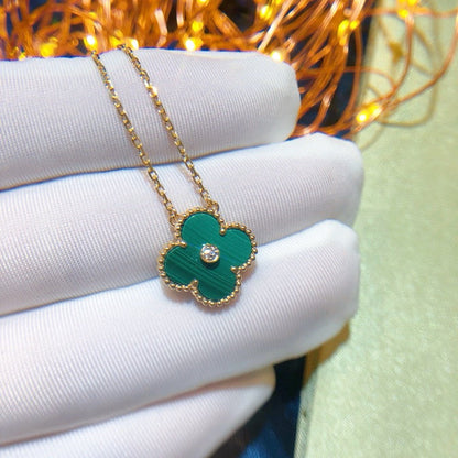 [BLAUE TRÄNEN]CLOVER 15MM DIAMANT-TÜRKIS-HALSKETTE
