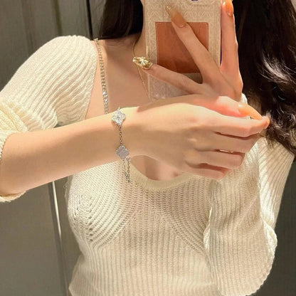 [BLUE TEARS] CLOVER 5 MOTIF PURPLE CHALCEDONY BRACELET COLLECTION