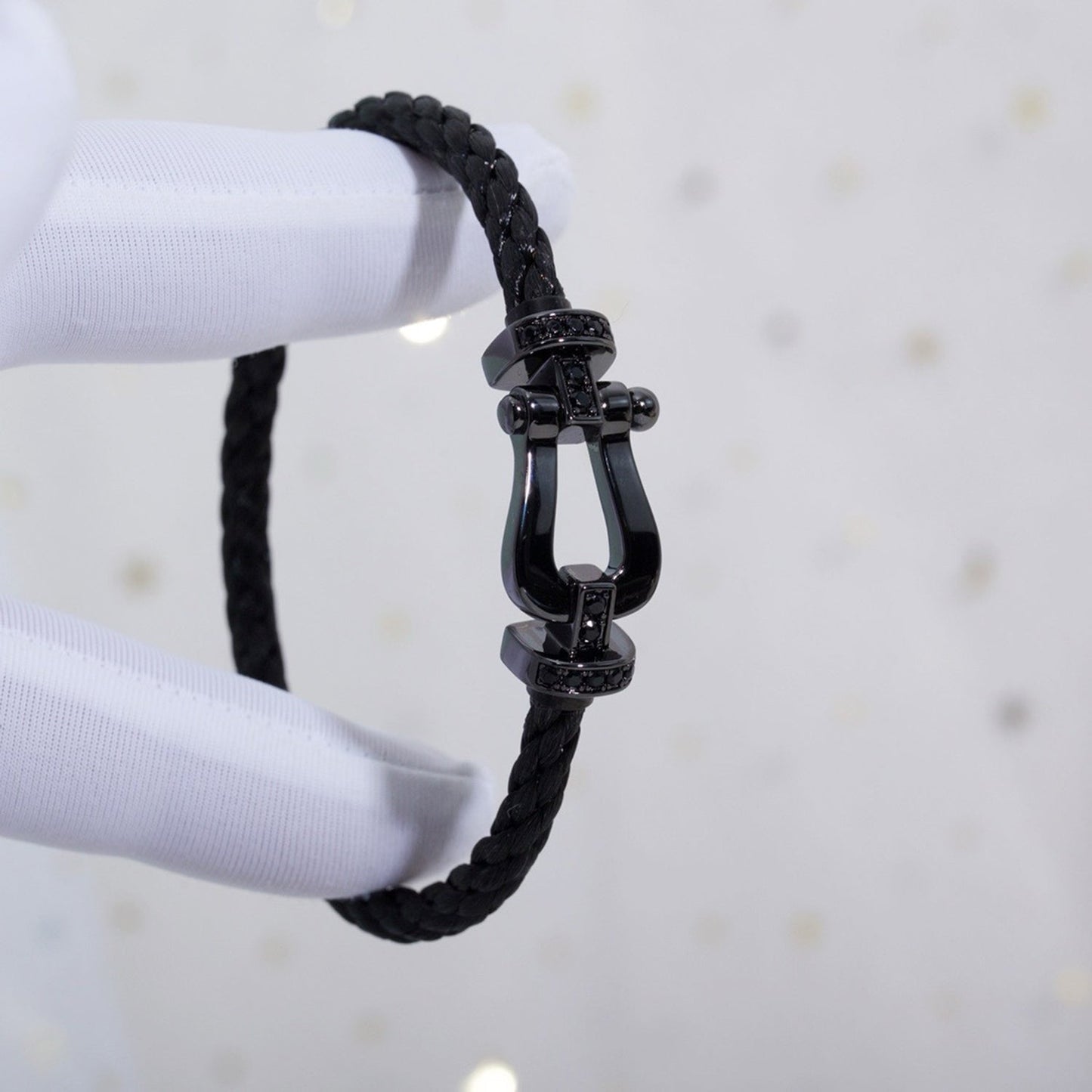 [BLAUE TRÄNEN]FORCE GROSSE SERIE HUFEISEN SCHWARZES SAMURAI-ARMBAND