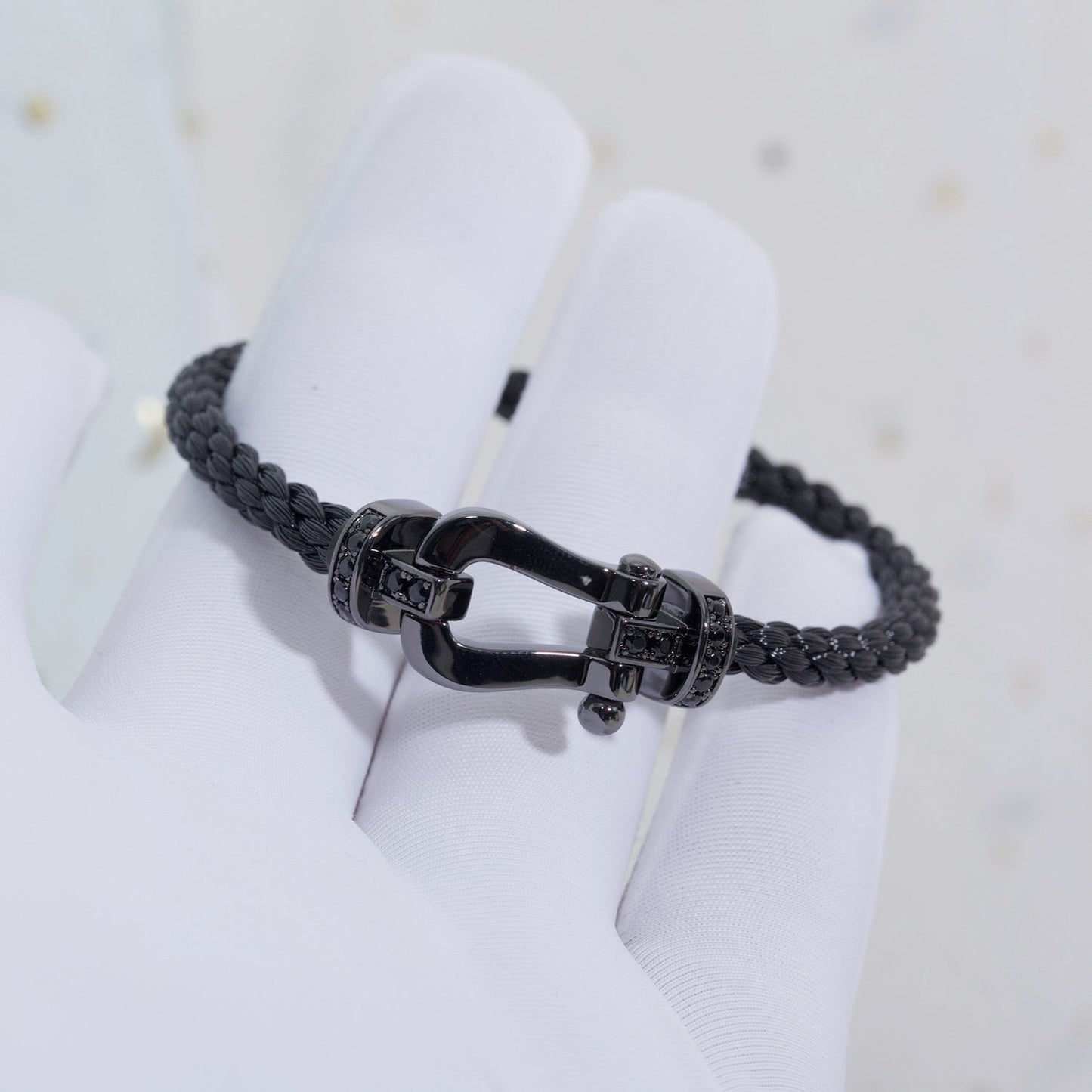 [BLAUE TRÄNEN]FORCE GROSSE SERIE HUFEISEN SCHWARZES SAMURAI-ARMBAND